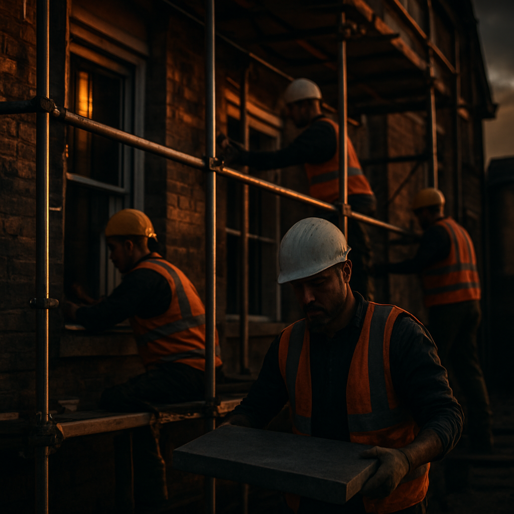 Builders working on a property refurbishment